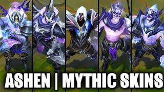 All Ashen Knight Mythic Skins Spotlight Mordekaiser Pyke Sylas Pantheon Shen (League of Legends)