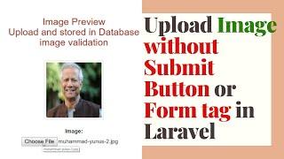 How to upload Image without submit button or form tag in Laravel |  Preview, Save, validate Image