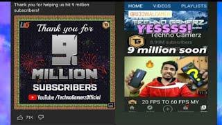 Techno gamerz| Congratulations| 9million subscribe | ujjwal Chaurasia fan club