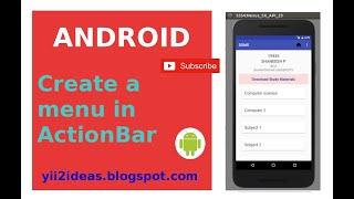 How to create a menu in actionbar android