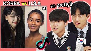 US VS KOREA, HOT and CUTE TIKTOK Girl!! KOREAN TEENS REACTION