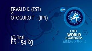 1/8 FS - 54 kg: T. OTOGURO (JPN) df. K. ERVALD (EST) by TF, 11-0