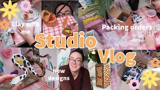 Studio Vlog  small business packing orders, an emotional Etsy order, clay with me & new designs!