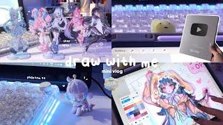 ⋆˚࿔ draw w/me + mini vlog ️ shop update, 100k subs, smiski, KiiBOOM keyboard  Procreate iPad asmr