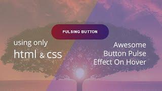 Awesome Button Pulse  Effect on Hover using only HTML & CSS | Coding Tutorials