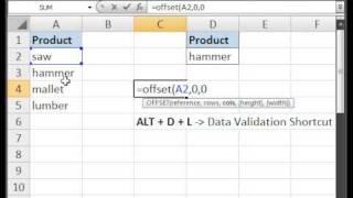Dynamically Update a Drop Down Menu/List - Data Validation & OFFSET() Function