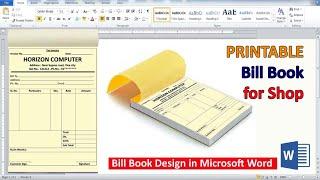 How to make bill book in Microsoft word | Printable bill book |