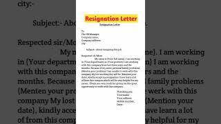 Resignation letter/resignation letter format in English #letter #jobapplication