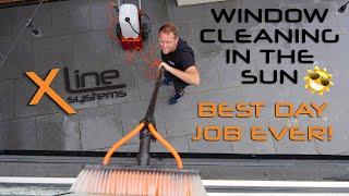 Perfect Day for Window Cleaning! Xline Portable Trolley, 18ft Carbon Nano WFP, RinseBar Dupont Brush