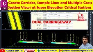 Create Corridor Sample Lines and Multiple Cross Section Views at Super Elevation Critical Stations