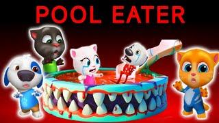 POOL EATER EAT ANGELA AND HANK | MY TALKING TOM FRIENDS | AMONG US | GOODBYE ALL TALKING FRIENDS