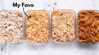 Slow Cooker Shredded Chicken Meal Prep 4 WAYS