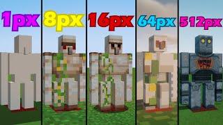 1px vs 8px vs 16px vs 64px vs 512px compilation