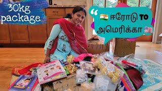 Unboxing 30kg Package from India to USA | USA Tamil Vlog | Pudhumai Sei | Tamil Vlog