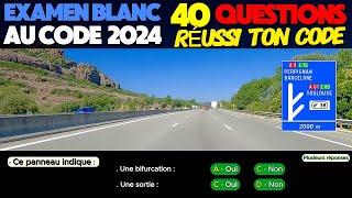 Test au code de la route 2024  - 40 Questions à l'Examen blanc du permis de conduire + Réponses