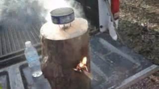 Rocket stove from a log