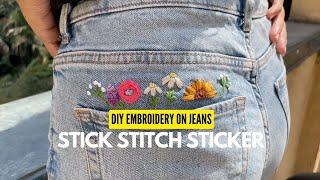 DIY Embroidery on Jeans with Stick and Stitch Sticker | Creative Denim Makeover by Knot Your Type