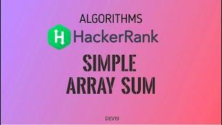 #2 Simple Array Sum | Hackerrank Algorithms Solution