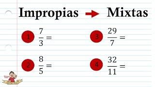 Conversión de fracciones impropias a mixtas. Paso a paso. #En3Minutos