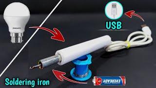How To Make Soldering iron With Old LED Bulb / Homemade 5 volt Soldering iron Without Nichrome wire