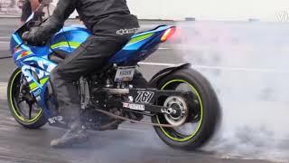 #modifiedbigbikes #dragracing #streetlegit Turbo Hayabusa vs. Nitro GSXR