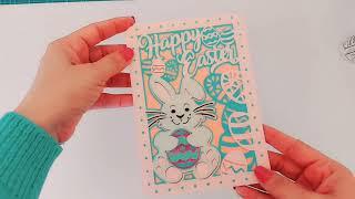 Happy Easter Bunny Card diy layered svg file cricut maker Silhouette Cameo Brother Scan Cut SVG