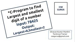 Largest and smallest digit of a number (C-Program) || CSE GURUS