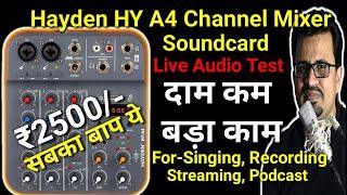 Hayden HY A4 Professional Mixer Soundcard|Mobile Recording |4 Channel Audio Mixer with USB Recording