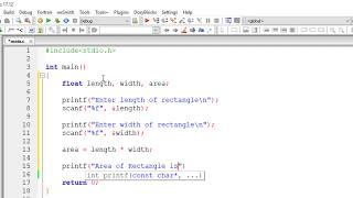 Find Area of a Rectangle: C Program