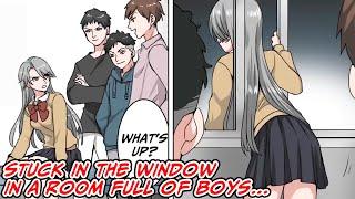 The high school girl who got stuck in a window in a room full of boys... [Manga dub]