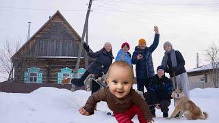 Baby Lisa visits Aunt Galya's village. First time in the countryside!