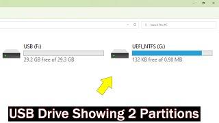 How to fix USB Drive Showing 2 Partitions | pen drive showing two drives