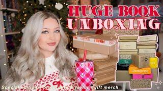 HUGE book unboxing haul!! waterstones, amazon, special editions & taylor swift merch! 🪩️[bookmas]