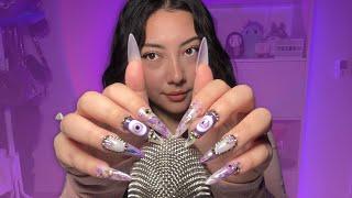 ASMR bare mic scratching *and tapping* with my purple Gemini nails  whispered intro