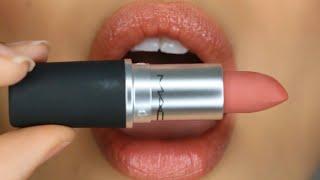 MAC Powder Kiss Lipstick MULL IT OVER Quick Review Swatch Tutorial On Dry Natural Lips