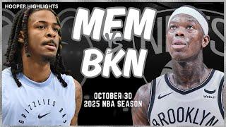 Memphis Grizzlies vs Brooklyn Nets Full Game Highlights | Oct 30 | 2025 NBA Season