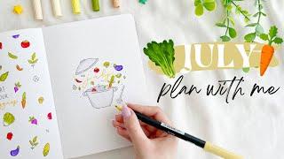  July Plan with Me - Veggie Theme | Bullet Journal