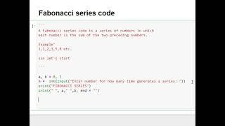 Fabonacci Series in Python using Jupyter Notebook