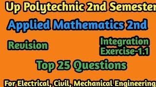 Up Polytechnic 2nd Semester || important Questions|| Integration ||by Vikrant Kumar|| Revision P-1