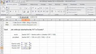 Jak policzyć kwotę (stawkę) VAT w Excelu?