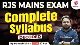 RJS Mains Exam Syllabus | Rajasthan Judiciary Mains Syllabus decoded by Devashish Sir