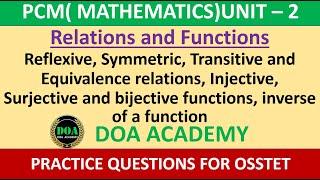 PRACTICE QUESTIONS PCM ( MATHEMATICES ) RELATIONS AND FUNCTIONS OSSTET 2021