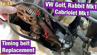 VW Mk1 timing belt replacement. How to install a new timing belt VW golf, rabbit, cabriolet Mk1