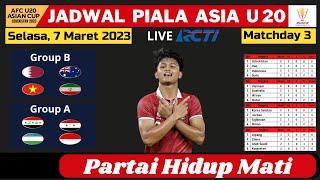 Jadwal Piala Asia u20 Hari Ini Match 3 uzbekistan vs Indonesia, klasemen Group