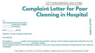 Complaint Letter for Poor Cleaning in Hospital - Sample Letter Complaining About Poor Hygiene