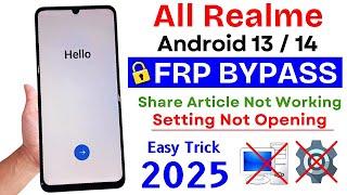 All Realme Android 13 | 14 Google/Frp Bypass Without Pc - Setting Not Open - Share Article Not Work