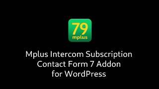 Intercom Subscription Plugin for Contact Form 7 on WordPress