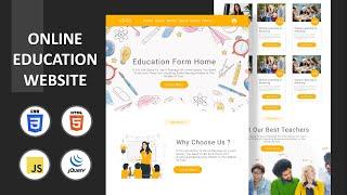 Create A Responsive ' Online Education ' Website Design Using [ HTML CSS JS ] - Step By Step