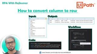 How to convert column to row | UiPath | RPA | LinQ | RPA With Rajkumar