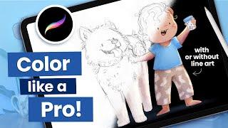 How to COLOR a SKETCH in Procreate ️  8 Essential Tips for Beginners